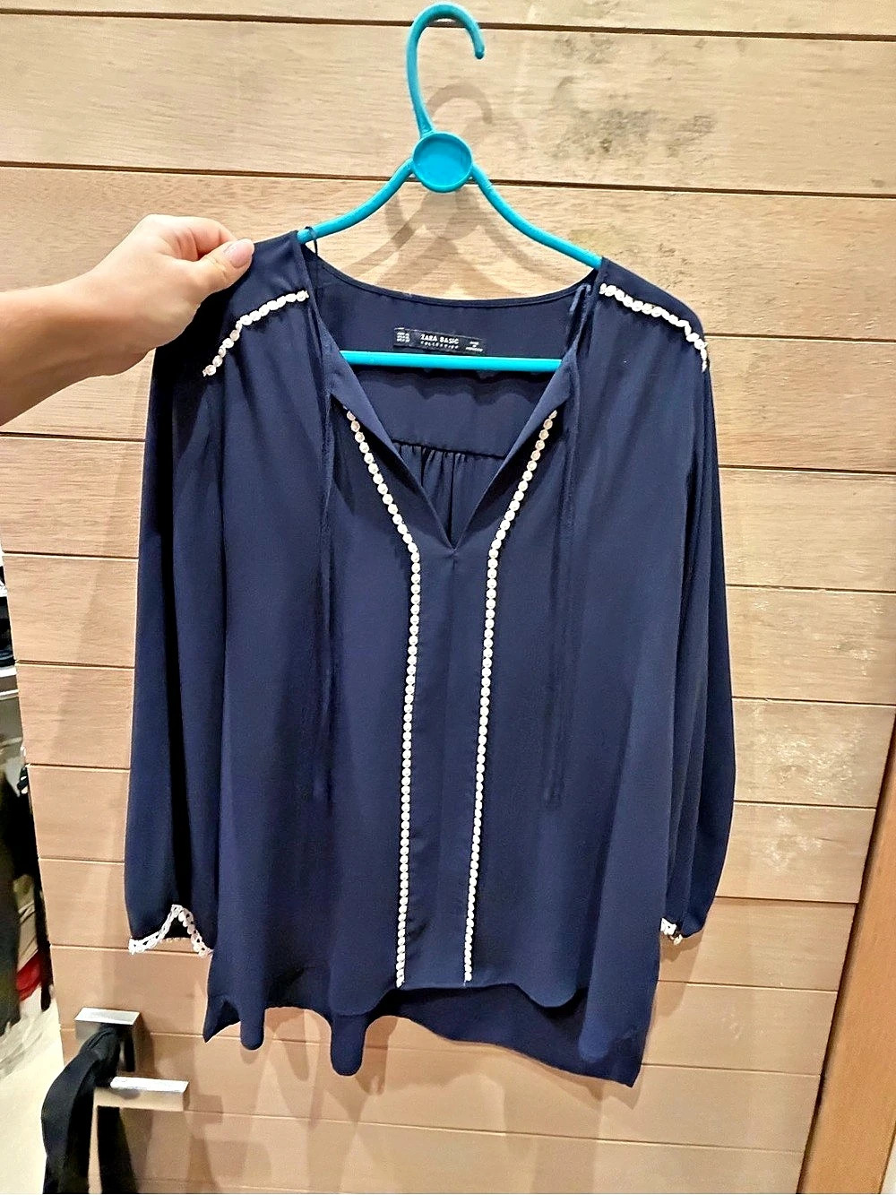 Zara Trim Blouse in Blue Like New